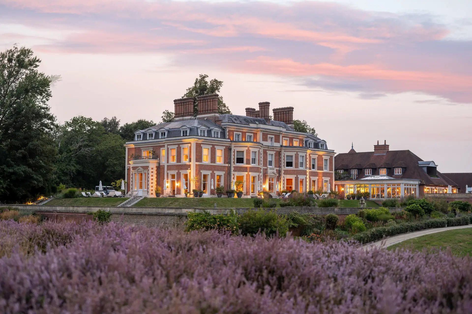 Heckfield Place at dusk